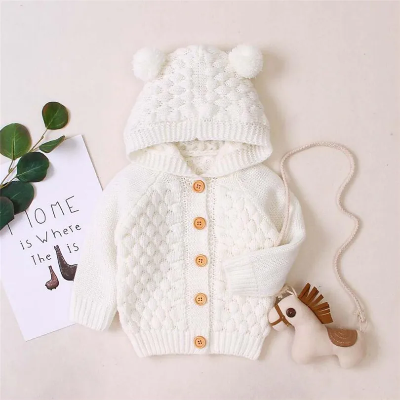 only sweater Детский кардиган с капюшоном, Детский свитер для детей, кардиган, хлопковый свитер для маленьких мальчиков и девочек, трикотажное пальто для малышей, куртка для малышей, Cardiagn - Цвет: only sweater