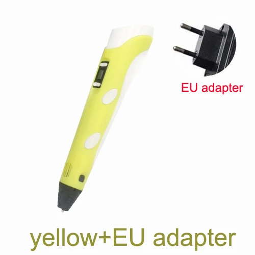 Yellow-EU adapter Регулируемая печать детей развивающие игрушки DIY светодиодный экран ABS креативный подарок Живопись Дизайн 0,7 мм диаметр наконечника 3D Ручка - Цвет: Yellow-EU adapter