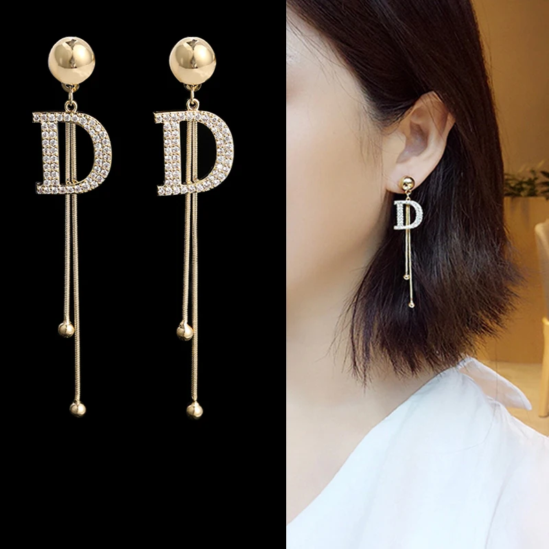 Vintage Glossy Arc Bar Long Thread Tassel Drop Earrings for Women Gold Color Fashion Jewelry Hanging Pendientes