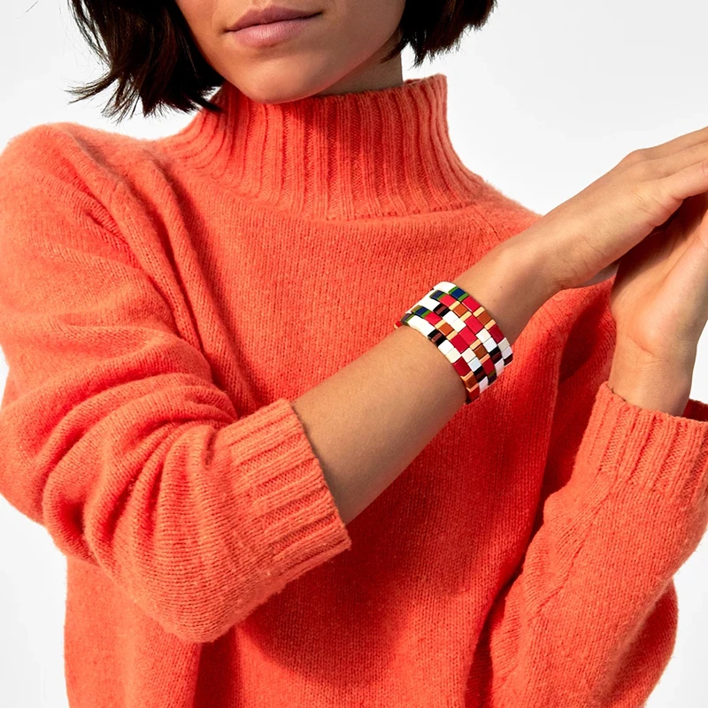 Эластичный Радужный Браслет из сплава в богемном стиле для мужчин и женщин