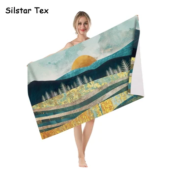 

Silstar Tex Desert Rivers Beach Towels 100% Microfiber Fabric Towels Natural Series Bath Washable For Living Room
