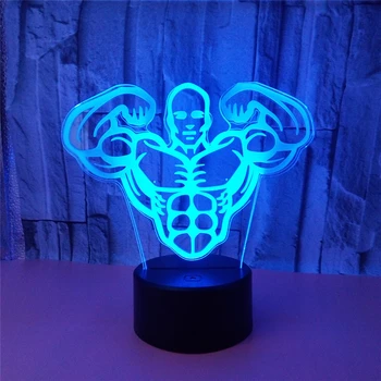 

Bodybuilding 3D Lamp lighting Muscle Man LED USB Mood Night Light Multicolor Touch Remote Luminaria Change Table Desk Home Decor