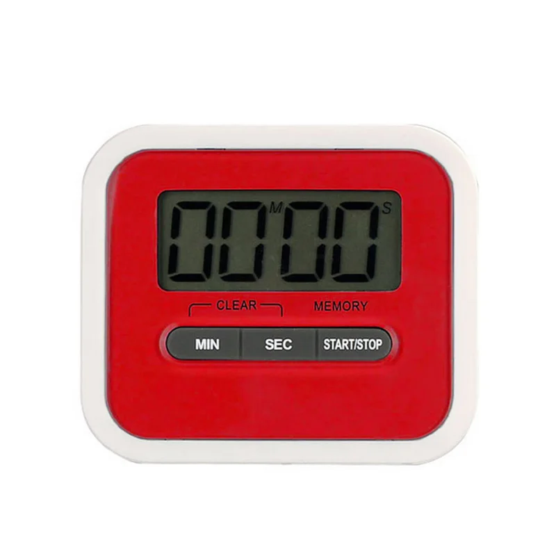 red 1 1pc LCD Digital Screen Kitchen Timer Kitchen Accessories Square Cooking Count Up Countdown Loud Alarm Magnet Clock - Цвет: red 1