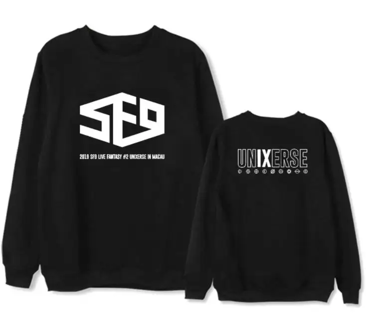 thin SF9 concert unixerse in macau same пуловер с принтом и круглым вырезом Свободные толстовки kpop унисекс флисовые/тонкие толстовки 3 цвета - Цвет: thin
