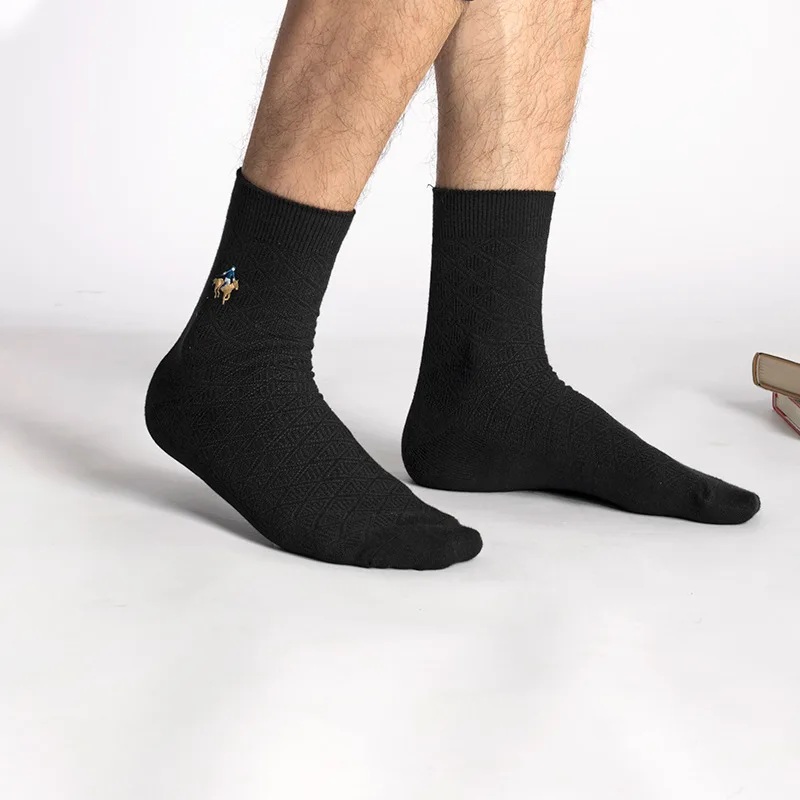 5 пар/лот бренд Pier Polo Модный маленький ромб носки осень-зима Повседневное хлопковые носки с вышивкой, толстые короткие носки;