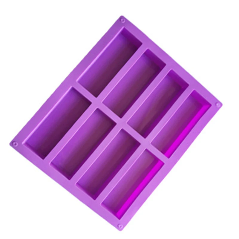 8 sticks rectangular soap silicone cake mold handmade easy to take off and clean |