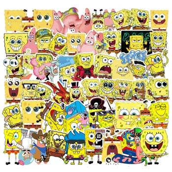 10 30 50 sztuk Spongebob kanciastoporty Anime Cartoon naklejki do Skateboard telefon Laptop motocykl wodoodporny naklejka zabawka dziecięca prezent tanie i dobre opinie TAKARA TOMY CN (pochodzenie) 4-6y 7-12y 12 + y 18 + 5 5-8 5cm PVC Waterproof Anime Stickers kid toy 0 075 CF402 none