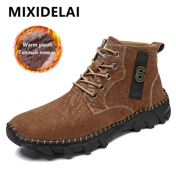 

2020 New Winter New Men Ankle Boots Motorcycle Fur Plush Warm Classic Fashion Snow Boot Autumn Men Casual Outdoor Working Boots