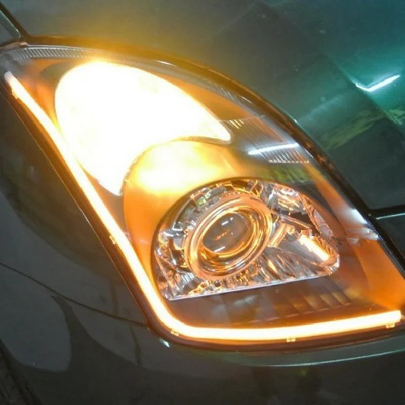 60 см светодиодный автомобильный мотоцикл гибкие DRL дневные ходовые полосы света Мягкая трубка лампа слезы Tearful глаза фары дальнего света