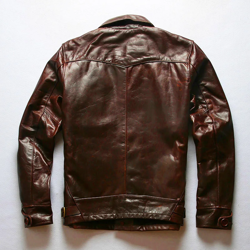 60% OFF AW18-24 Read Description! Asian size genuine cow skin leather jacket mens cowhide casual vintage biker leather jacket