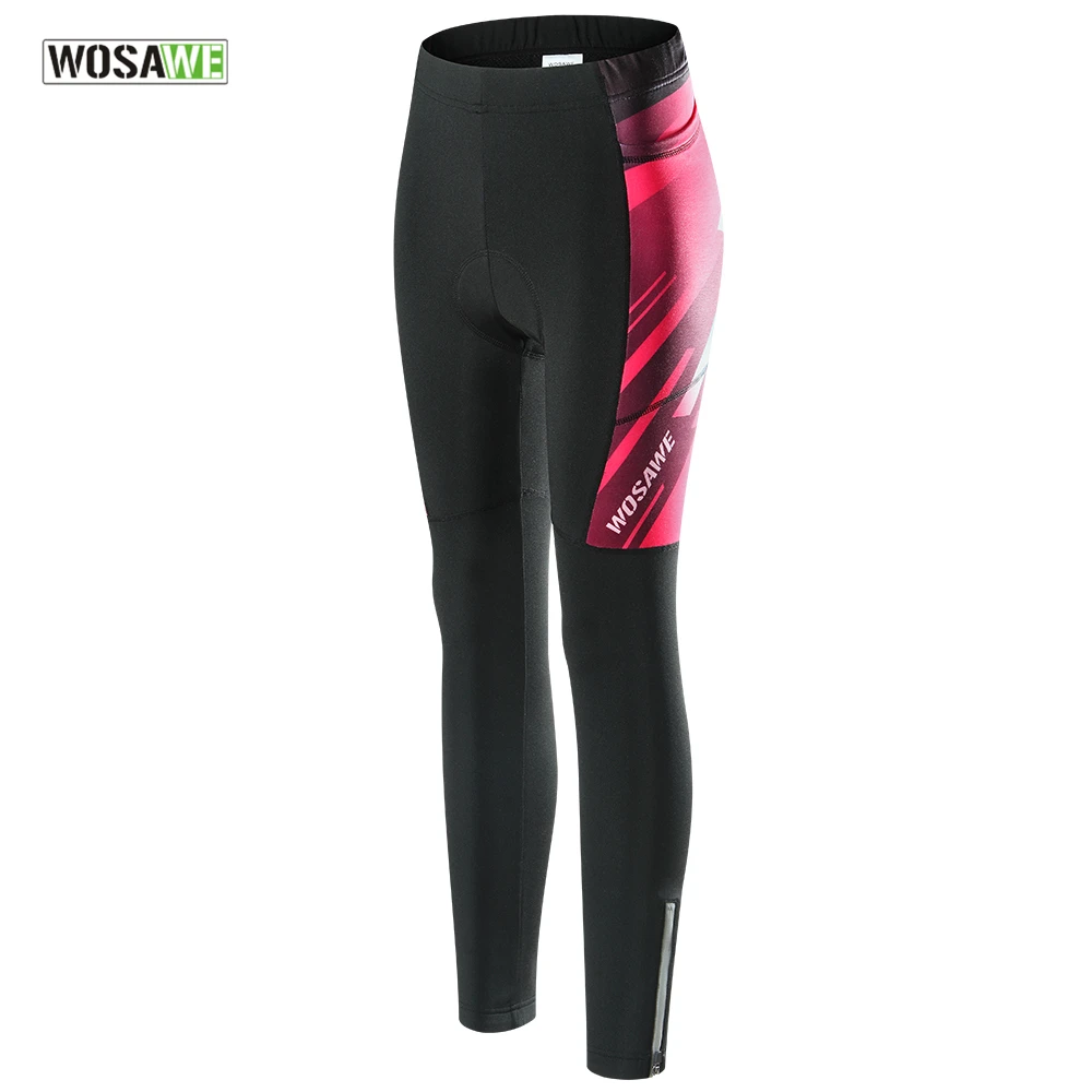 WOSAWE Women Padded Cycling Tights with Pockets Long Legging Breathable