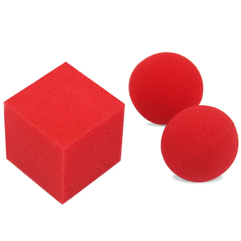 

1 Block 2 Sponge Balls Magic Props Close Up Street Classical Illusion Magic Tricks Red Toys Kids Magic Toys