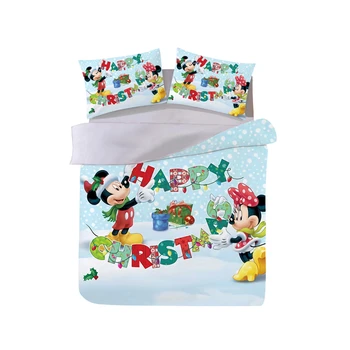 

Christmas Mickey Minnie Bedding Set Duvet Cover Pillowcase Home Textile Adult Children Gift Queen King Size Cartoon Bed Set
