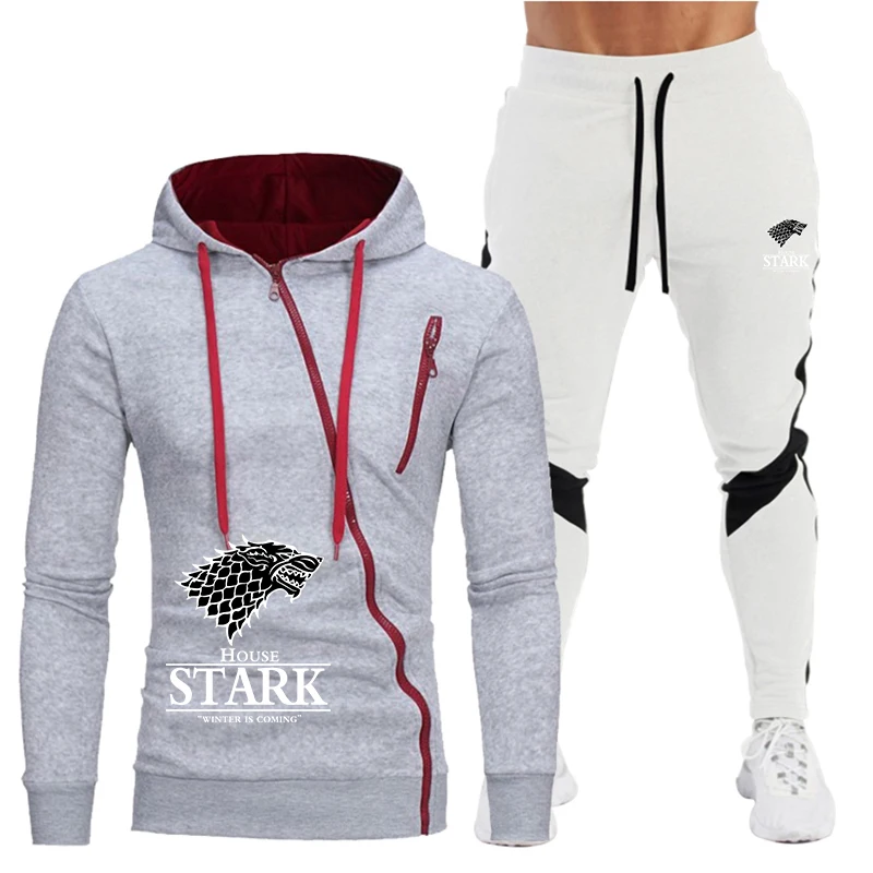 

Autumn and winter men's printed clothing zipper hoodie + pants suit men's sportswear men's casual fashion slim-fit sportswear wo