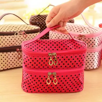 

Double Layer Cosmetic Makeup Bag Functional Zipper Case Storage Bags Organizer