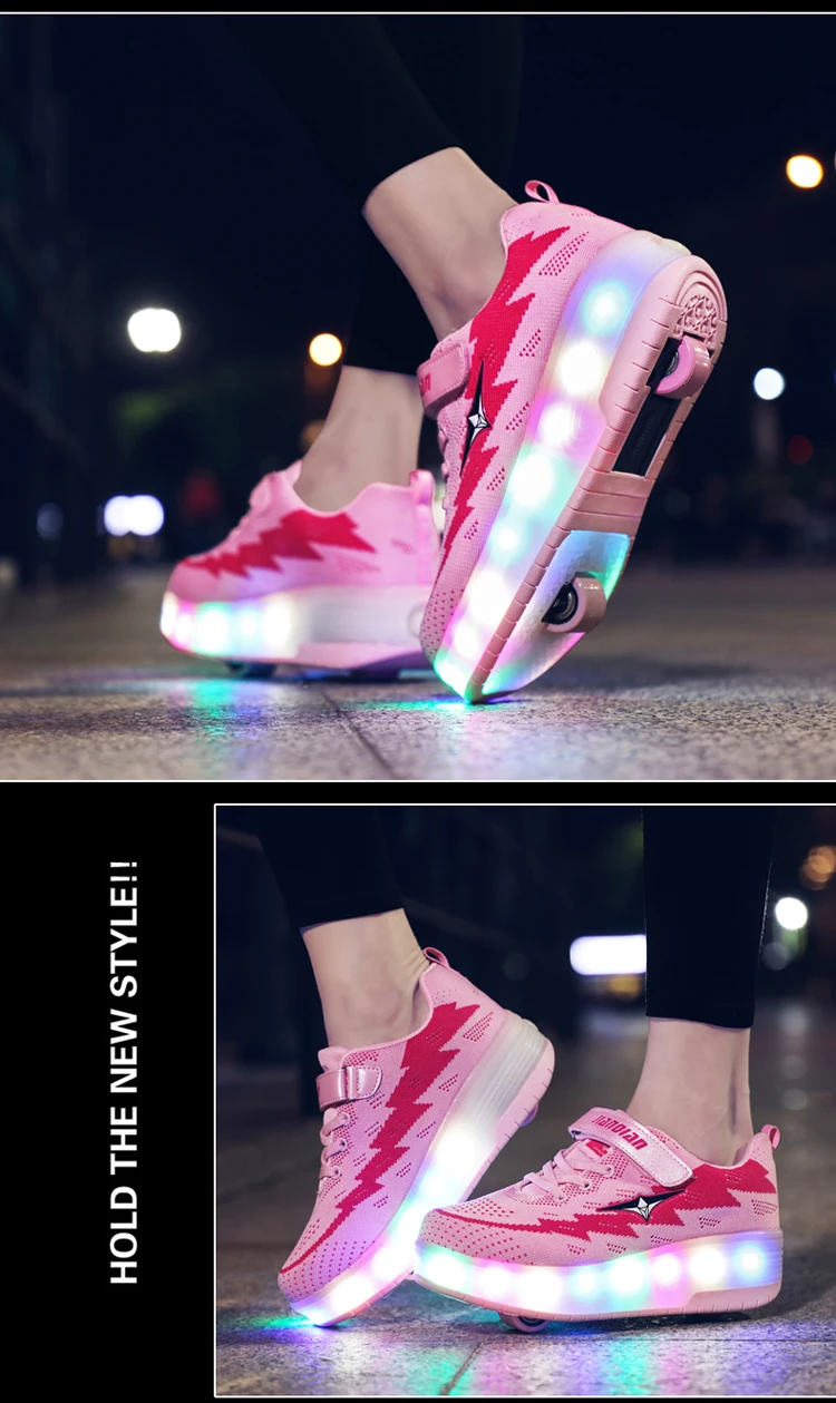 Светодиодный светильник Heelys для девочек и мальчиков; кроссовки с двумя колесами для девочек; повседневная обувь на роликах для девочек; Zapatos De Mujer