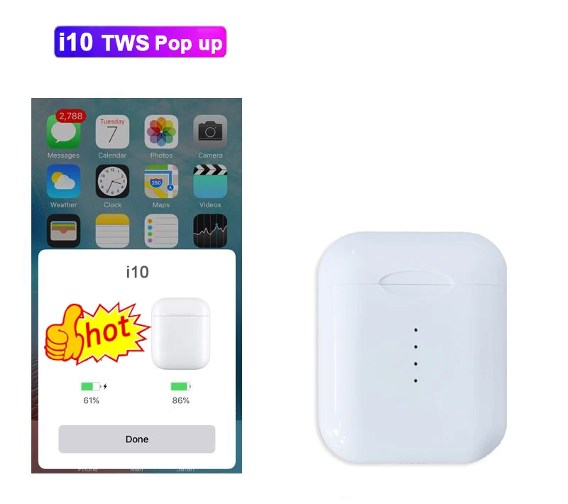 1:1 as original i110 tws i10 tws i10s tws touch bluetooth earphone wireless headset super bass support wireless charge