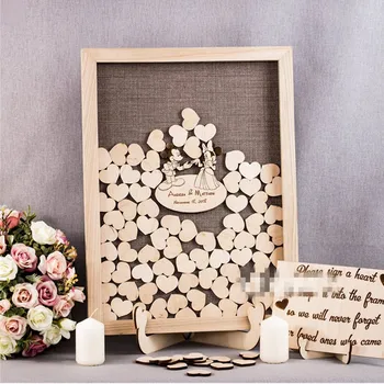 

Personalize Cute wood Mr & Mrs Wedding Guest Book, Custom Baptism Bridal shower Drop Top Wishing Box Guestbook