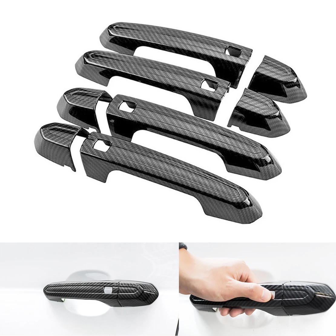 

DWCX 8Pcs ABS Carbon Fiber Style Outside Side Door Handle Trim Cover Fit for fit for Cadillac ATS ATS-L 2014 2015 2016 2017 2018