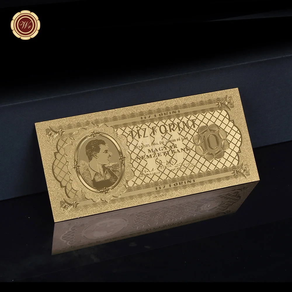 Венгерский Золотой фольга банкнот сбор бумажных денег покрытый золотом 999999 домашний декор - Цвет: 10 dollar
