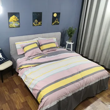 

Home using king size 100% cotton modern simple style bedding sheet pillowcase duvet cover 4pcs bed set