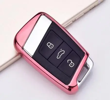 Мягкий ТПУ защитный пульт дистанционного ключа чехол для Skoda Superb A7 для фолькваген Passat B8 VW Golf Gte автомобиль Стайлинг Аксессуары - Название цвета: Розовый