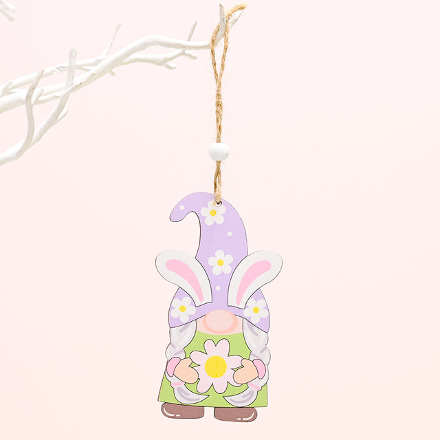 Decoration Eggs Rabbit Carrot Car Wooden Hanging Ornament DIY Wood Crafts Easter Kids Gifts Spring Easter Home Decoration
