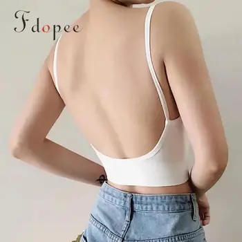

2019 New Spagetti Strap Top High Elastic Beautifully Back Wrapped Bosom Detachable Triangle Cup Sports Solid Color Seamless Top