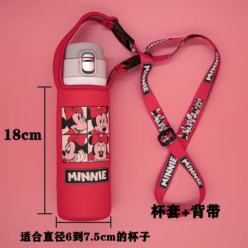 Diseny Mickey Mouse Messenger Strap Water Bottle Protective Cover Insulation Cup Cover Anti-scald Insulation Water Cup Bag