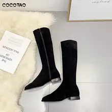 Сапоги-трубы; Женская осенне-зимняя обувь на высоком толстом каблуке; Новинка года; Корейская версия; Водонепроницаемая платформа
