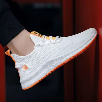 

White Men Sneakers Autumn Breathable Sports Casual Shoes Lac-up Male Shoes Comfortable Training Walking Shoes Tenis Masculino