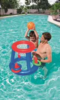 

1 Set Floating Basketball Hoop Pool Floating Ball Game Summer Pool Sports Toy with Inflatable Basketball Hoop And Ball