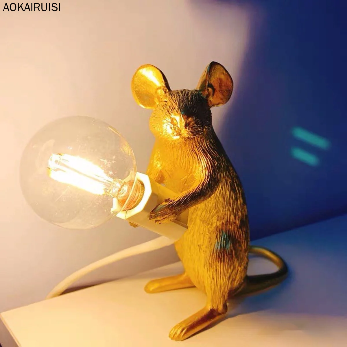 Décoration dintérieur Lampe de chevet siège noir Acreny Lampe de table en forme de souris en résine 