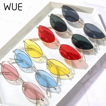 

WUE 2019 Fashion Vintage Gradient Sun Glasses For Female Cute Sexy Ladies Cat Eye Sunglasses Women Metal Frame UV400 Shades