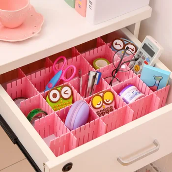 

4Pcs DIY Plastic Drawer Grid Separator Divider Partition Storage Organizer Underwear Socks makeup Clapboard