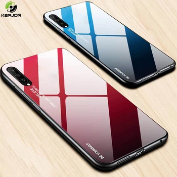 Перейти на Алиэкспресс и купить Жесткий чехол для huawei Y9s Y9 s чехол мягкий силиконовый бампер роскошный градиентный закаленное стекло задняя крышка для huawei Y9s чехол