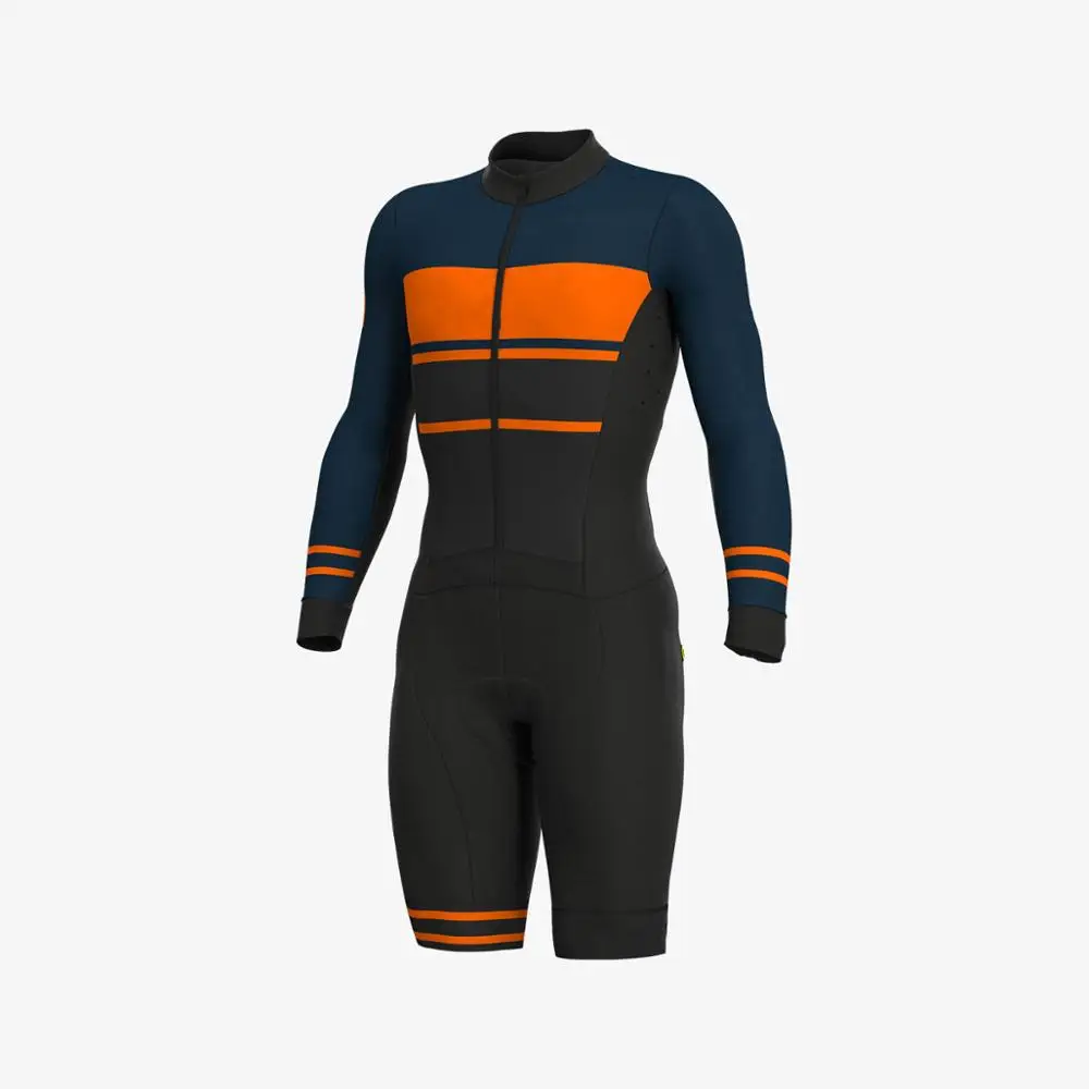 Велоспорт skinsuit Цельный с длинным рукавом велосипед одежда Skinsuit комбинезон Майо Одежда для велоспорта Ropa Ciclismo велосипед спортивный комплект - Цвет: Оранжевый