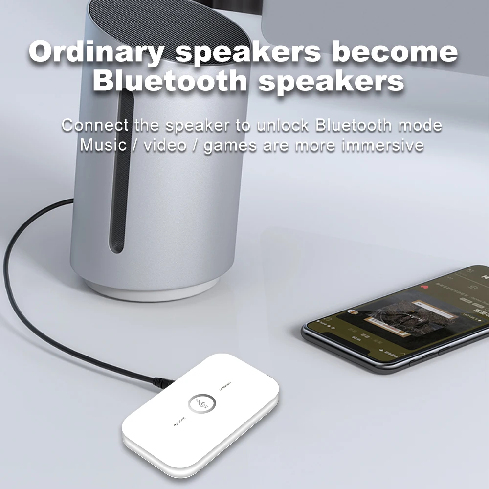 Bluetooth 5.0 Transmitter Transmit Receiver Mini Audio Wireless A2DP Stereo Adapter Portable Player Aux 3.5mm