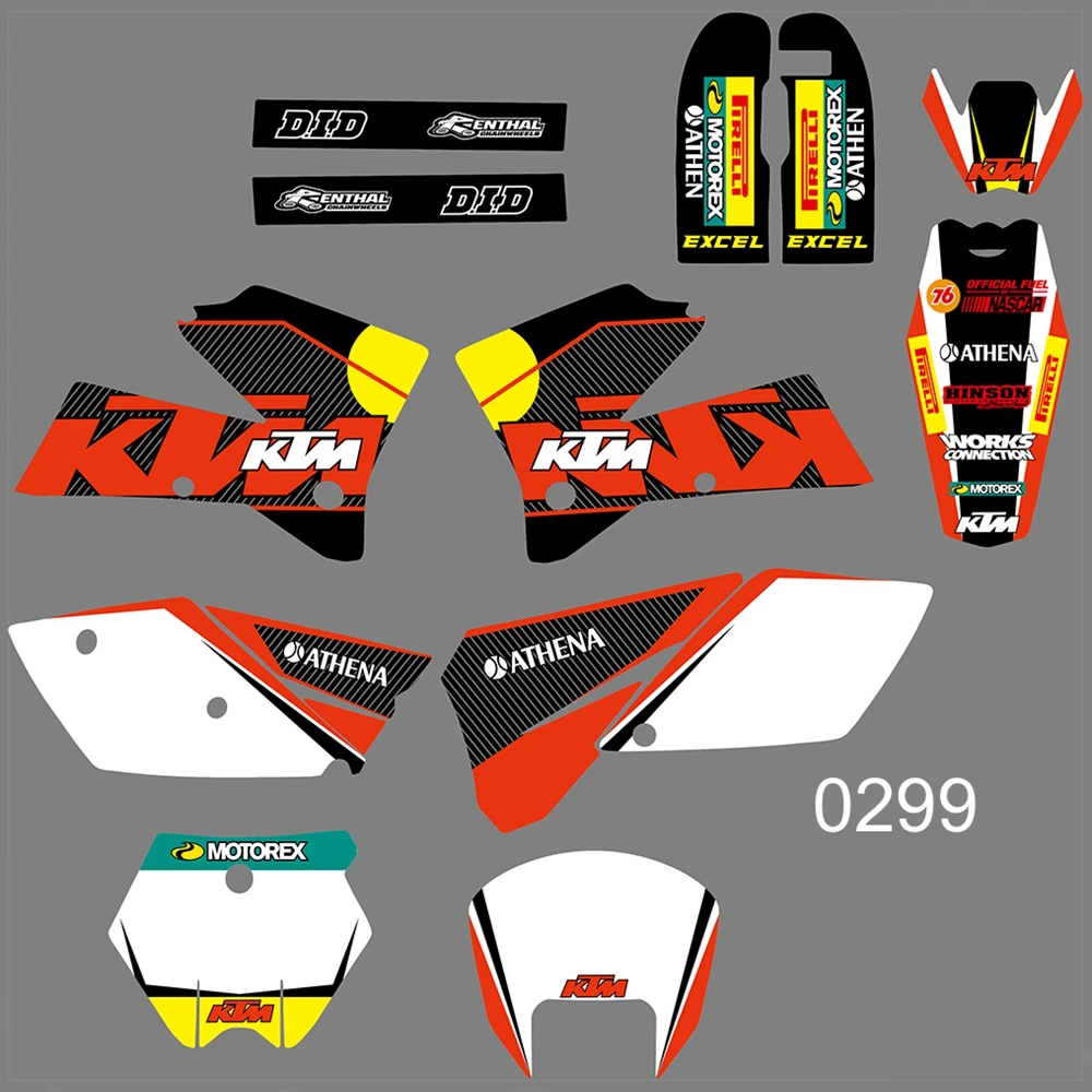 Для KTM SX 125 250 380 400 520 SX 2005 2006 Графика наклейки на заказ Номер Наименование лента 3M Полный Аксессуары для мотоциклов