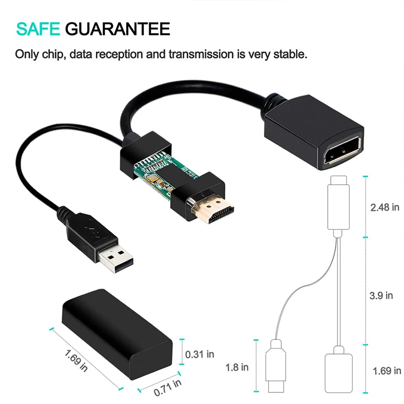Активный HDMI к DisplayPort конвертер с USB питания 4K DisplayPort Монитор ТВ DisplayPort Женский адаптер 15 см кабель с USB2.0