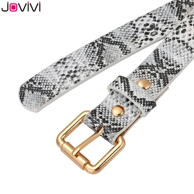 Jovivi 1 шт. женский тонкий ремень Золотая квадратная игла пояс на пряжке ремни из искусственной кожи женские Змеиный узор для платья джинсы кожаный ремень