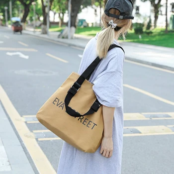 

Printed Pinyin simple design ladies bag large capacity handbag canvas bag female shoulder bag letter casual bag
