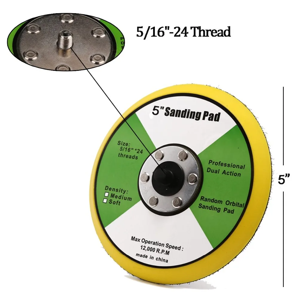 5INCH 5/16-24 THREAD SANDING PAD/POLISHING PAD FOR AIR SANDER Backer Plate 