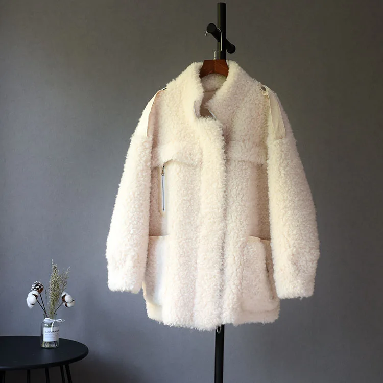 OFTBUY парка зимняя куртка Женское пальто из натурального меха тканая шерсть плюшевый флис медведь плюшевая замша уличная мода