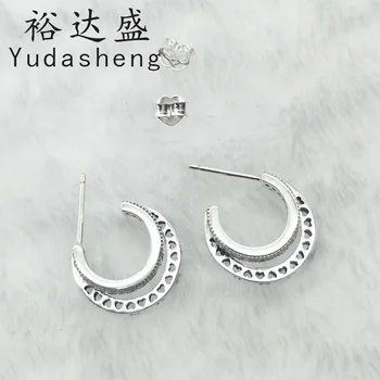 

Double ring earrings with fine bead trim on both sides Fit Original charm