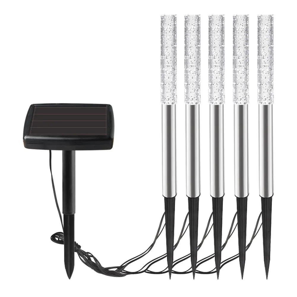 5 tube light 5/8 шт. Солнечный Мощность люминесцентная лампа акриловые балясины пузырь уличная газонная лампа садовый коридор украшения Ландшафтные лампы - Испускаемый цвет: 5 tube light