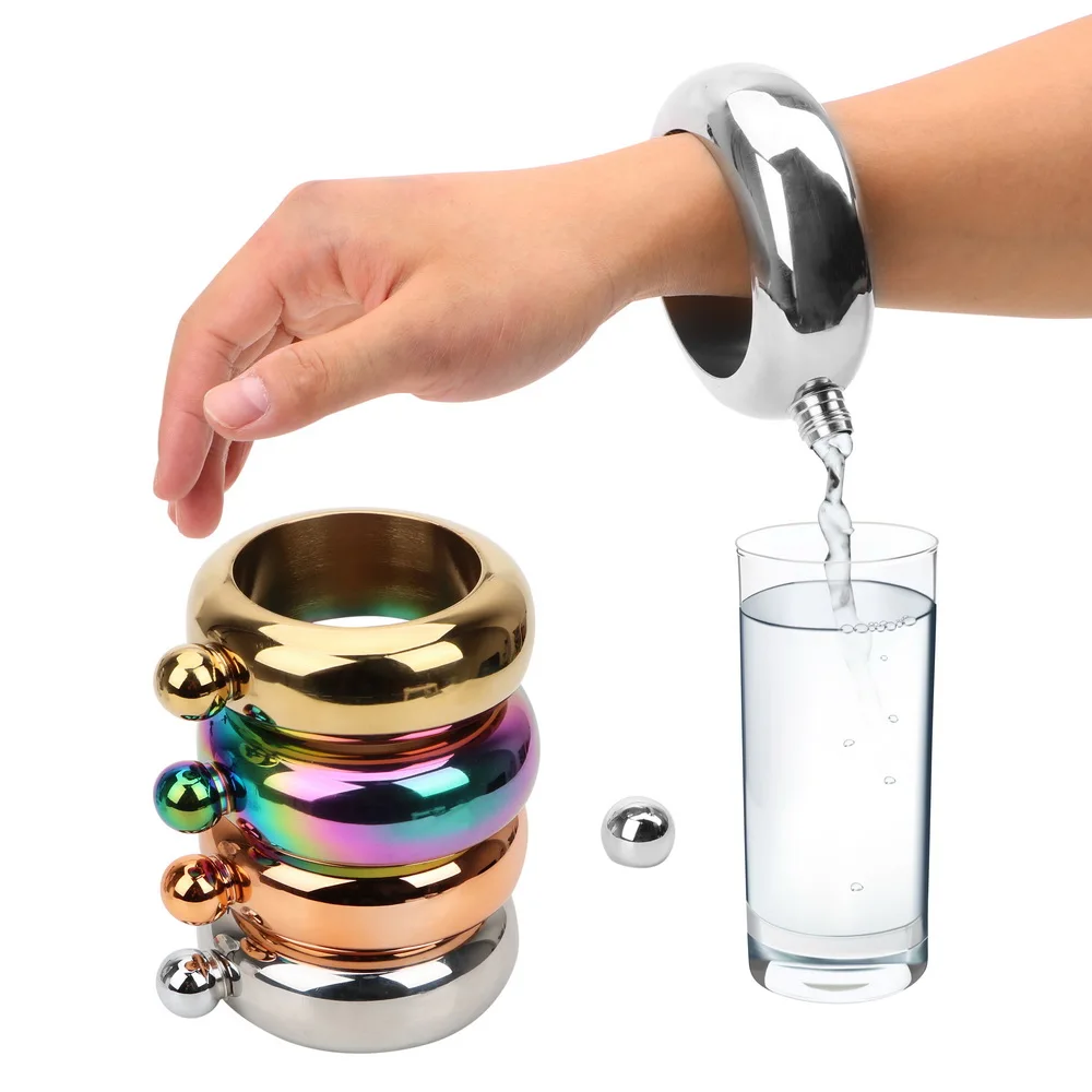 Hilife For Whisky Vodka Alcohol 3.5 Oz Bangle Hip Flask Bracciale Elegante Bottiglia Di Vino Accessori Per Bicchieri Round Chic Hip Flask
