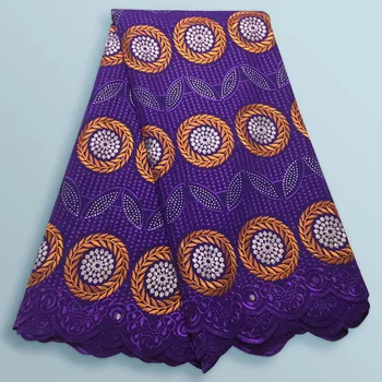 

Purple African Lace Fabrics High Quality For Men Cotton Dry Lace Fabric With Stones Swiss Voile Lace In Switzerland BV2365