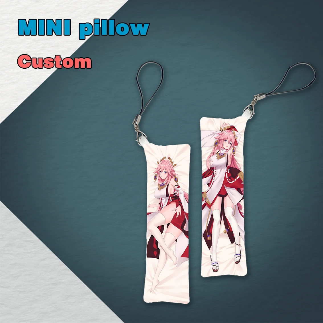 Anime Game Genshin Impact Yae Kamiko Mini Dakimakura Keychain Pillow Hanging Ornament Phone Strap Cute Gift 3x10cm |