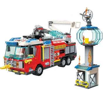 

647pcs City Series Fire Airport Rising Ascending Cloud Ladder Educational Building Blocks Mini Figures DIY Toys For Kid Gifts